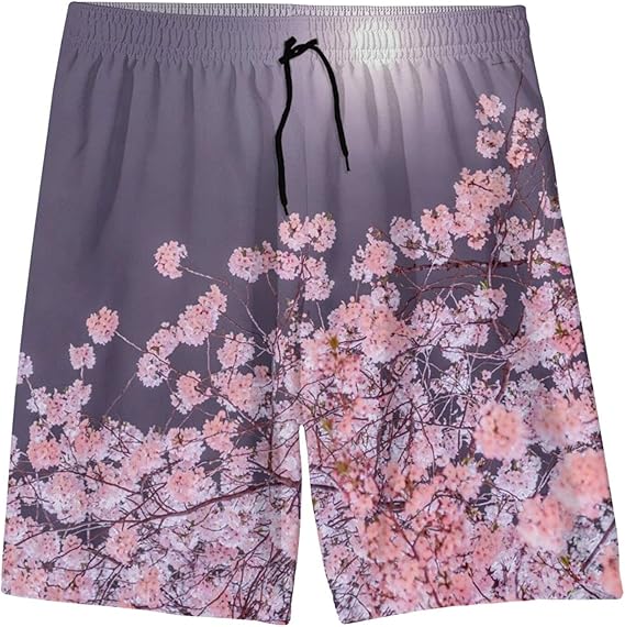 Amazon Co Jp 水着 メンズ ビーチパンツ 桜 月 ピンク 紫 さくら 海パン ショートパンツ サーフパンツ 短パン 夏 速乾 通気 防水速乾 男 水陸両用 おしゃれ Bolaco 服 ファッション小物