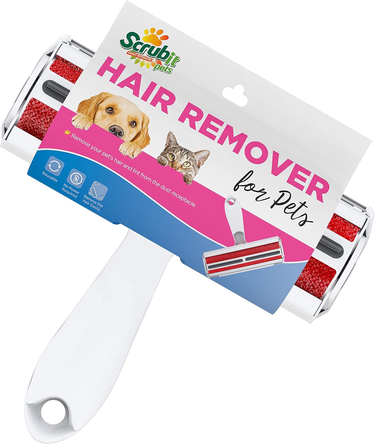 SCRUBIT Pet Hair Remover - Dog & Cat Roller Brush with Built-in Waste Bin - Reusable Animal Lint Removal Tool - Cleans Couch, Beds, Sofas, Cars, and Furniture from Pet Fur and Lint : Pet Supplies
