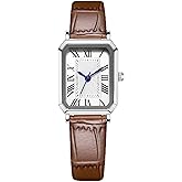 LOREO Vintage Watch for Women's Watches Small Rectangle Dial Soft Leather Strap, Classic Vintage Style Quartz Wristwatch