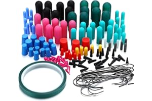 Yalikop 186Pcs Powder Coating Plugs and Tape Assortment Kit 1/16" to 3/4" Silicone Rubber Tapered Plug for Powder Coating Painting Masking