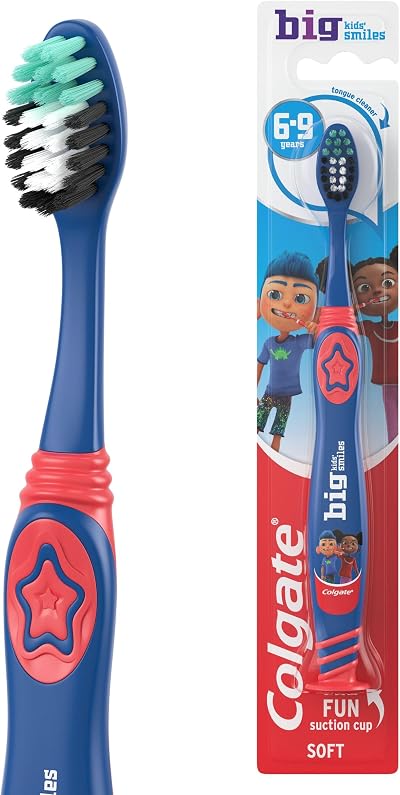 Colgate Kids Toothbrush 6-9 Years Soft Bristles Suction Cup White Tips