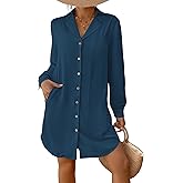 Bsubseach Swimsuit Coverup for Women Long Sleeve Bathing Suit Cover Up Blouse Button Down Shirt Dress Beach Vacation Clothes