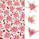 SNAIL GARDEN 24PCS 5.5" Large Fake Lilies Flower Heads with Realistic Stamens,24PCS Pink Artificial Flower Heads, Bulk Silk Flowers for Crafts, Cake Decorating, Wedding Party Wreath, Home Decor