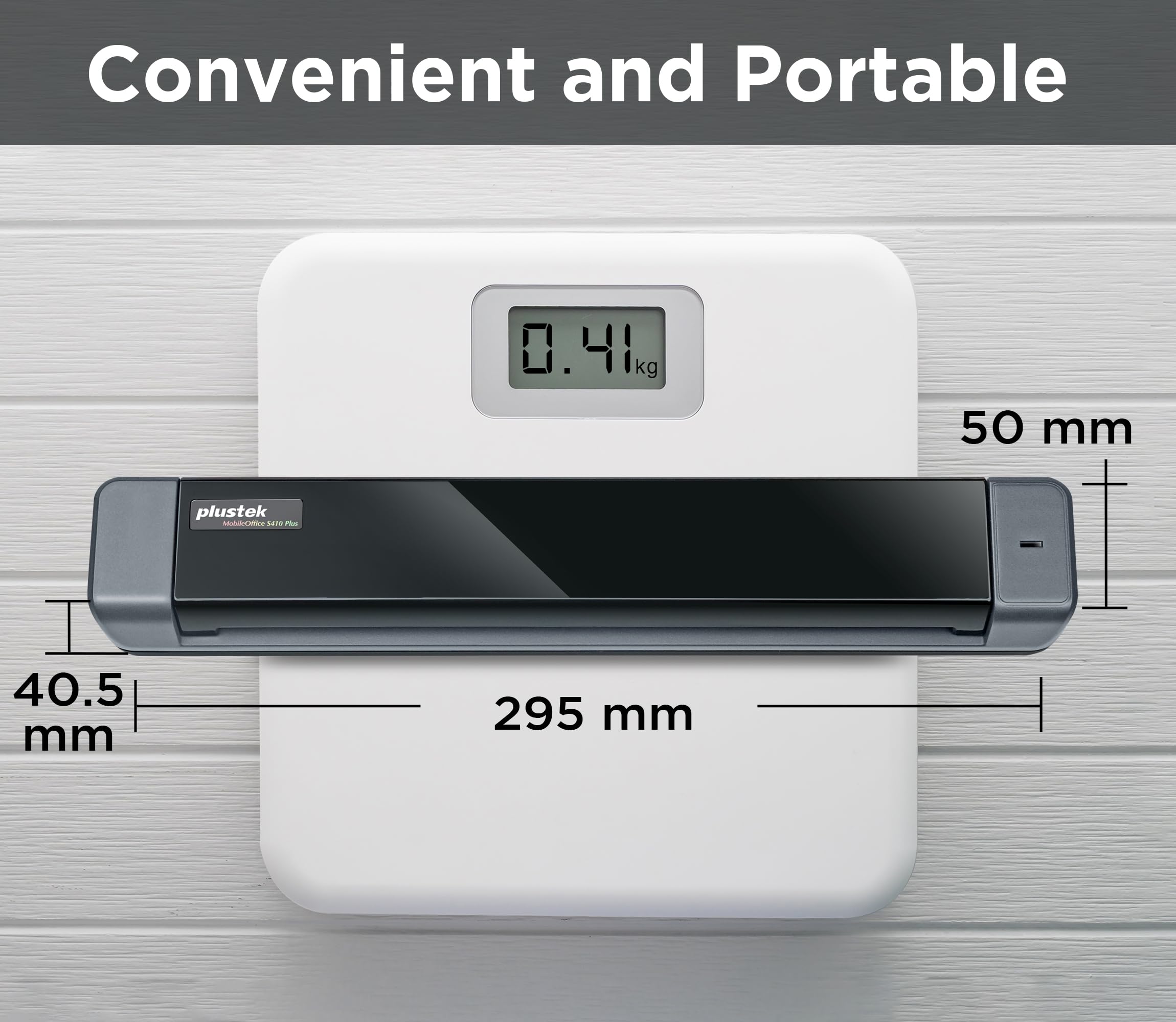 Plustek Mobile Scanner S410 Plus - Portable Sheet-Fed Document Scanner - for Windows 7 / 8 / 10 / 11, Featuring Button-Free Scanning with Included OCR Software