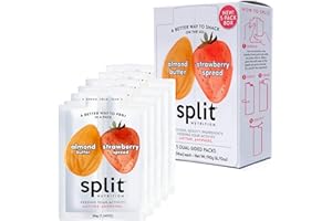 Split Nutrition Almond Butter and Strawberry Jelly Squeeze Packs - Non-GMO, Gluten Free Snack Pouch - On The Go Snack Made with Real Food - Zero Artificial Preservatives or Sweeteners (5 Pack)