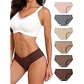 Hotcom 6 pack Women's Cotton Cheeky Underwear Low Waisted Hipster Briefs Soft Breathable Bikini Panties