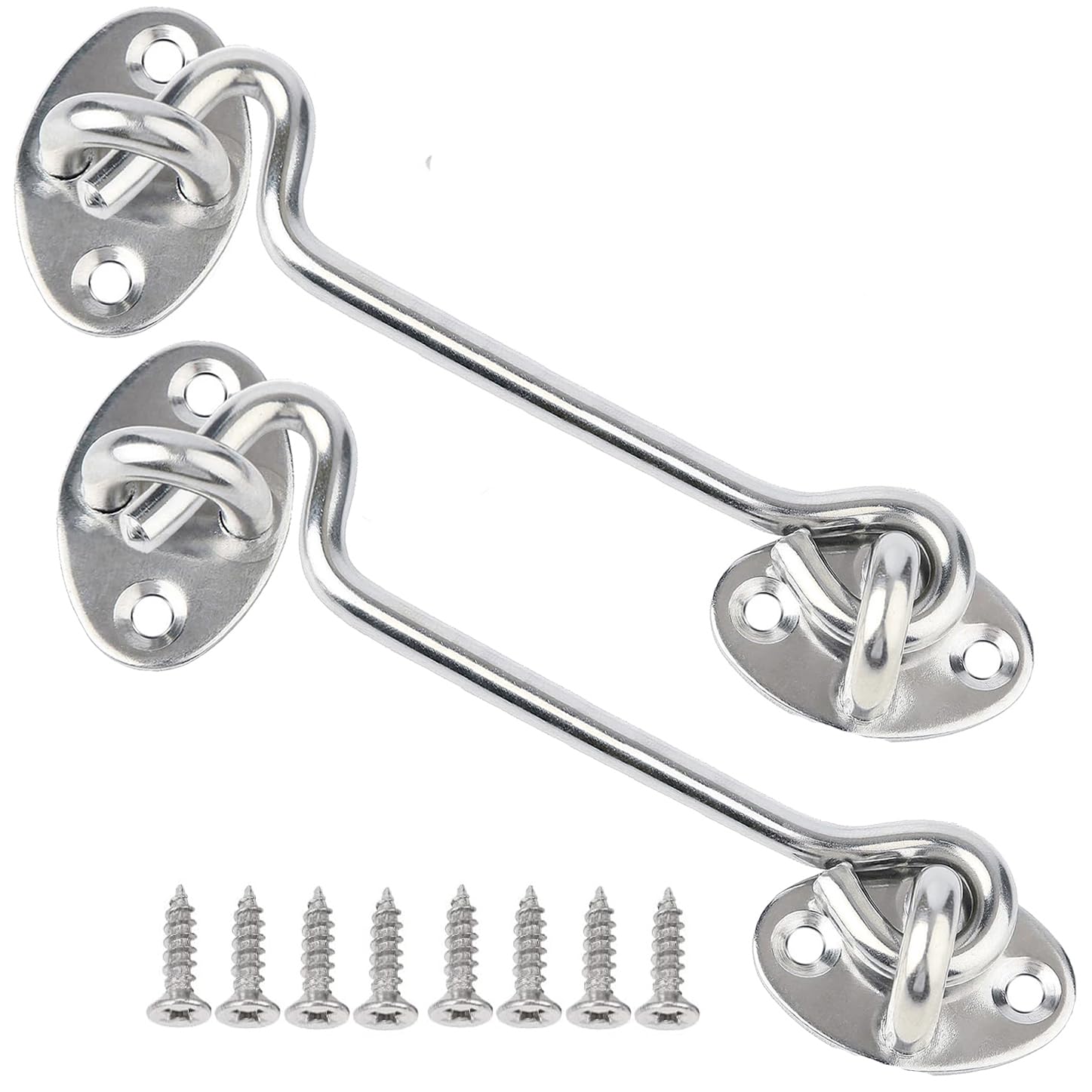 Litensh 2PCS Cabin Hooks and Eye Latch Lock Cabinet Latche, Barn Door Hook Lock, Gate Door Hook and Eye Latch, Swivel Window Hook for Sliding Door Bedroom Bathroom Windows Gates 6 Inch — image 1