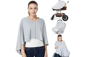 Nursing Cover & Baby Nursing Poncho,Multi Use Breastfeeding Cover for CarSeat Canopy, High Seat Cover, Stroller Cover, Shopping Cart Cover,Nursing Scarf for Boy and Girl by Kefee Kol (Grey)