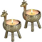 NIKKY HOME Gold Giraffe Tealight Candle Holders Set of 2, Centerpiece Table Decorations, Decorative Metal Tea Light Candlesticks Stand