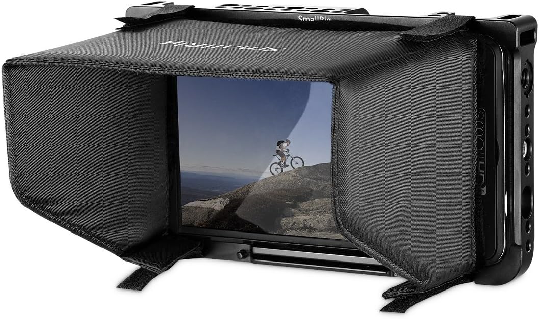 SMALLRIG Monitor Cage with Quick Release NATO Rail, Anti-Twist Locating Holes for Arri Standard Pins and Dedicated Sunhood for SmallHD 701Lite，702 Lite，702 Bright - 2131