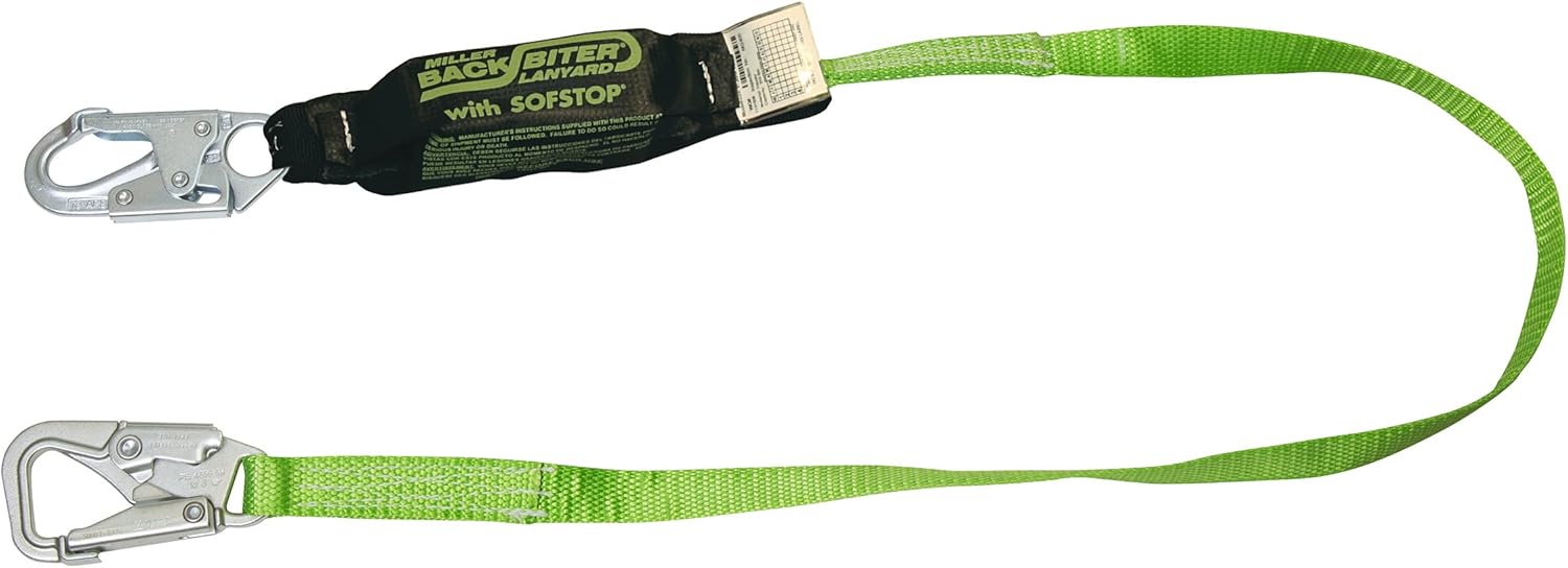 Miller by Honeywell 913B/6FTGN Backbiter Tie Back Lanyard, Green