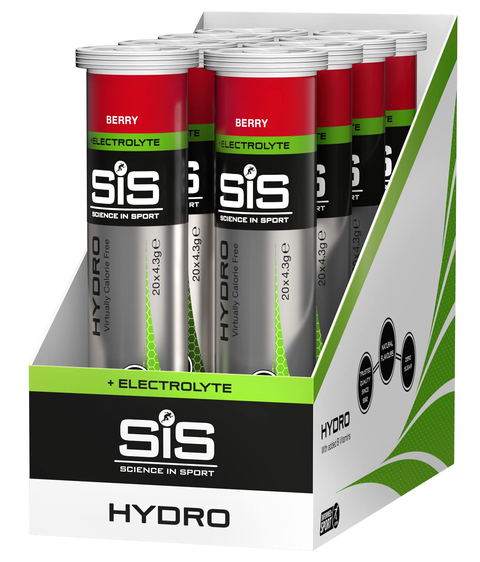 SiS Go Hydro, Zero Sugar Effervescent Electrolyte Tablets, for Improved Hydration and Recovery. (Berry) 8 x 20 Pack