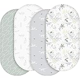 Bassinet Sheets, Bassinet Sheets for Baby Boy and Girl, Bassinet Sheet Neutral, Fit for Rectangle, Round, Oval, Hourglass Mattress, Flexible for Different Bassinet Pad/Mattress 4 Pack