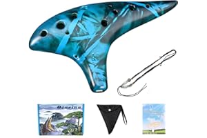 LIEKE Ocarina 12 Hole Alto C Ceramic Piccolo,Musical Instrument, Gift for Adults with Songbook Neck Strap Bag