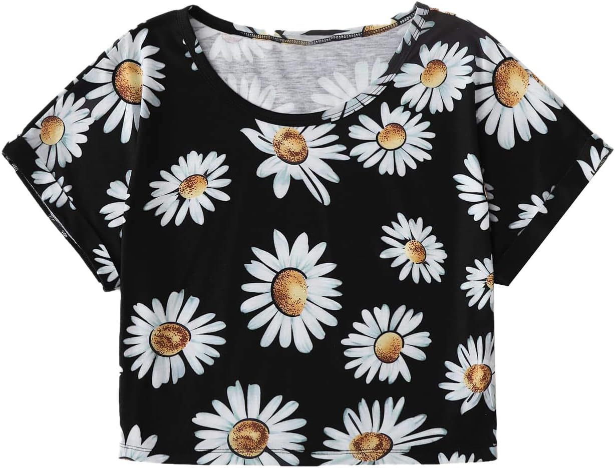 SweatyRocks Women's Short Sleeve Tie Dye Letter Print Crop Top T Shirt