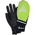 TrailHeads Mens Running Gloves Touchscreen Fingers & Convertible Waterproof Mitten Shell - for Winter, Reflective, Warm