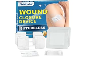 SENVOK Zip Stitch Wound Closure Strips | 2-Pack Stitchless Butterfly Bandages | Adjustable Tension for Painless Laceration Repair, Post-Surgery Care & Emergency First Aid