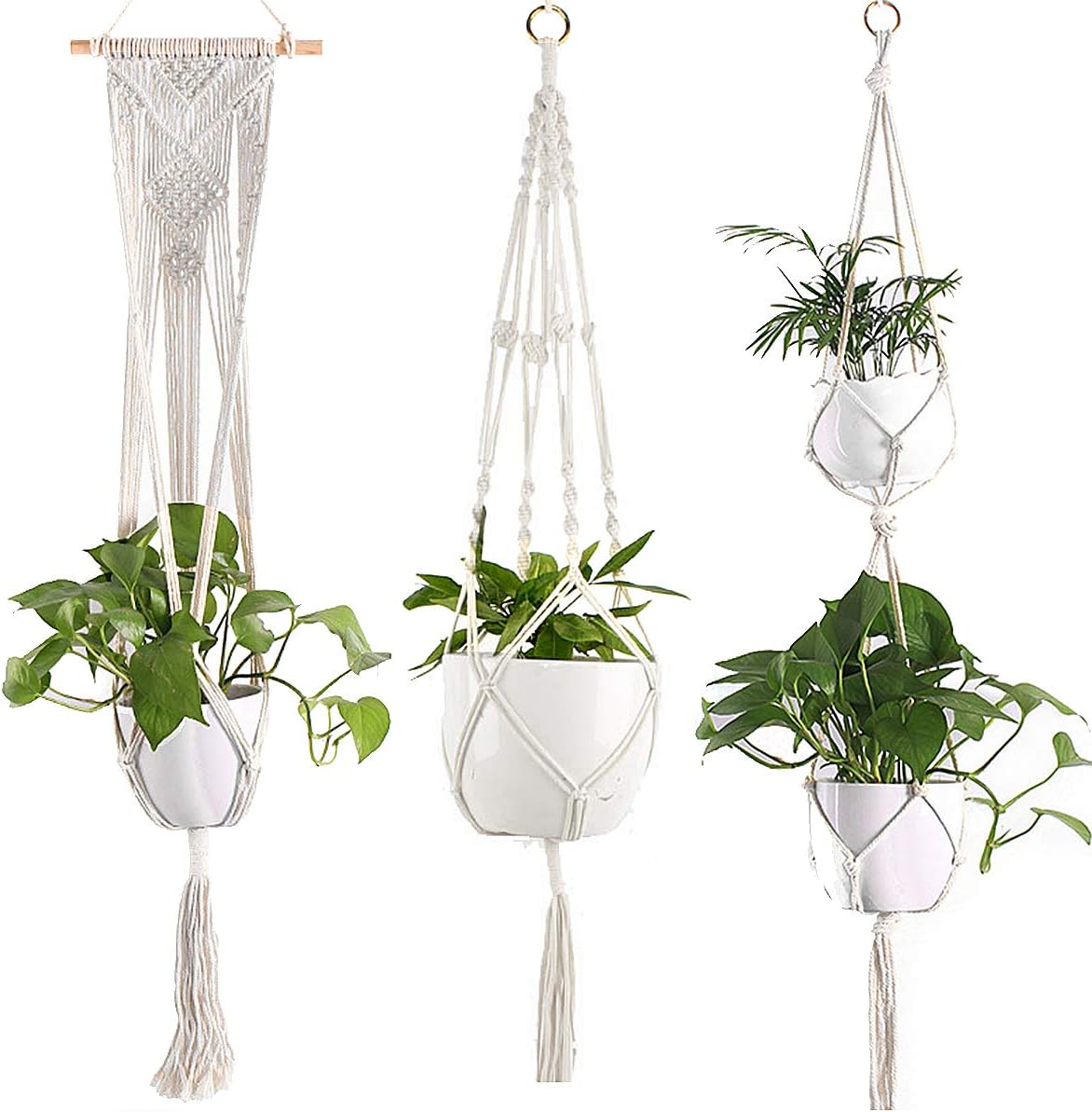 ShenHO Macrame Hanging Wall Decor - Shabby Chic Bohemian Wall Decor - Apartment Dorm Living Room Bedroom Baby Nursery Art - Party Backdrop Decoration (3PCS)