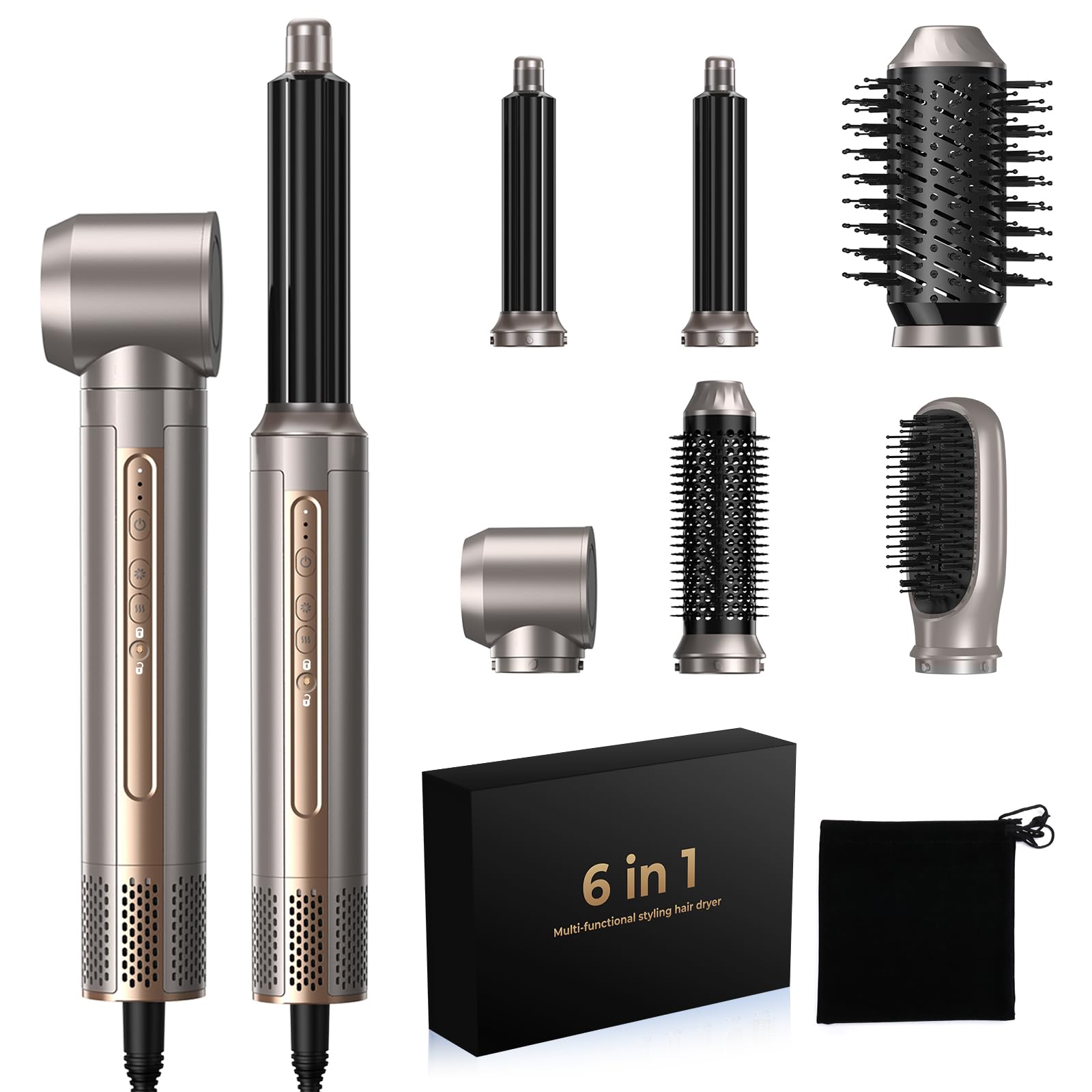 Photo 1 of Hair Dryer Brush, Blow Dryer Brush with attachments 110000 RPM Curly Twist 6 in 1 Multistyler, Professional Ionic Hair Styling Tool, Left&Right Auto Air Curler, Volumizer with its Compact Size