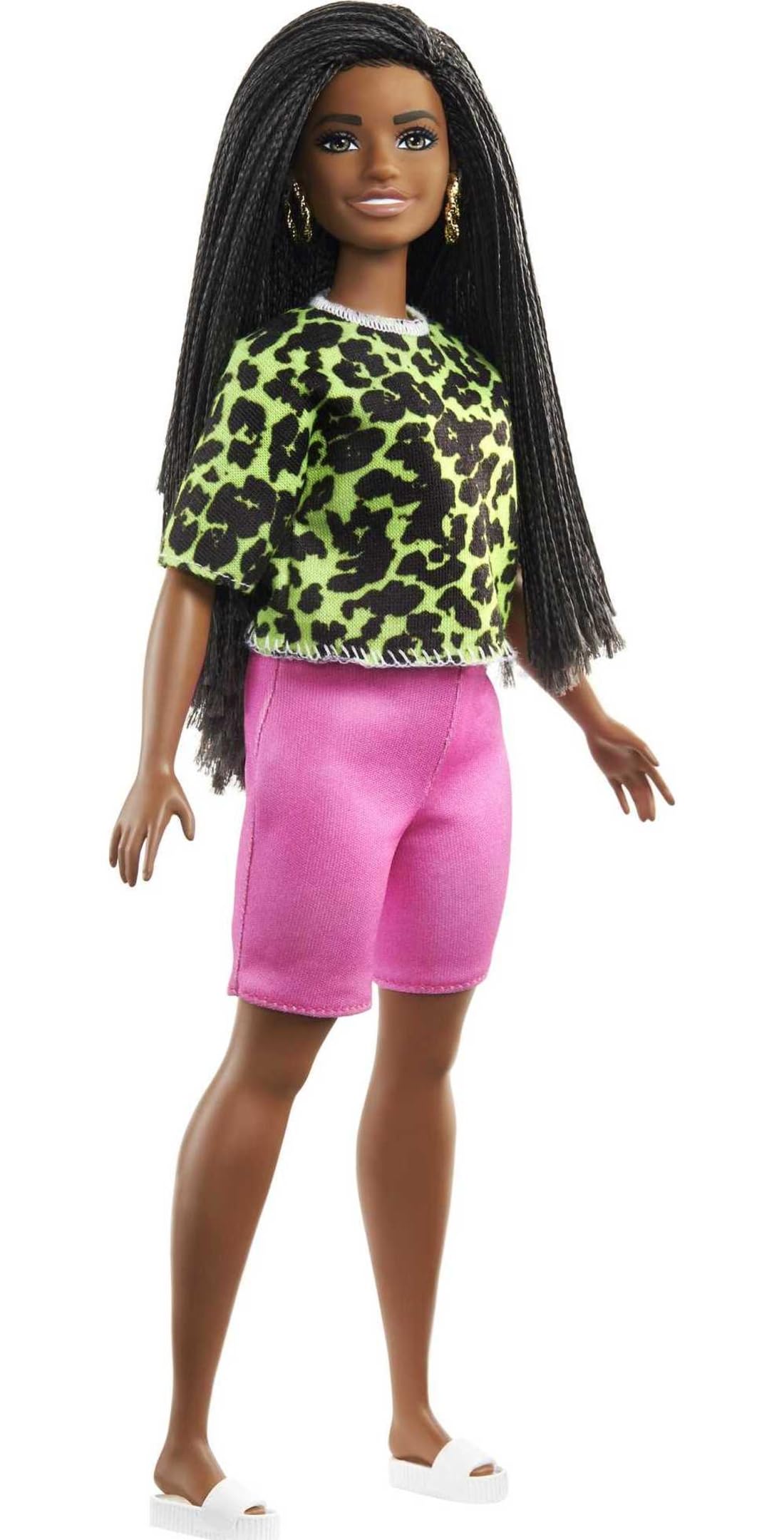 Barbie Fashionistas Doll with Neon Leopard Shirt / Pink Bike Shorts, Toy for Kids 3 to 8 Years Old