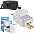 HP Sprocket Panorama Instant Portable Color Label & Photo Printer (Grey) Starter Bundle with case Zink roll
