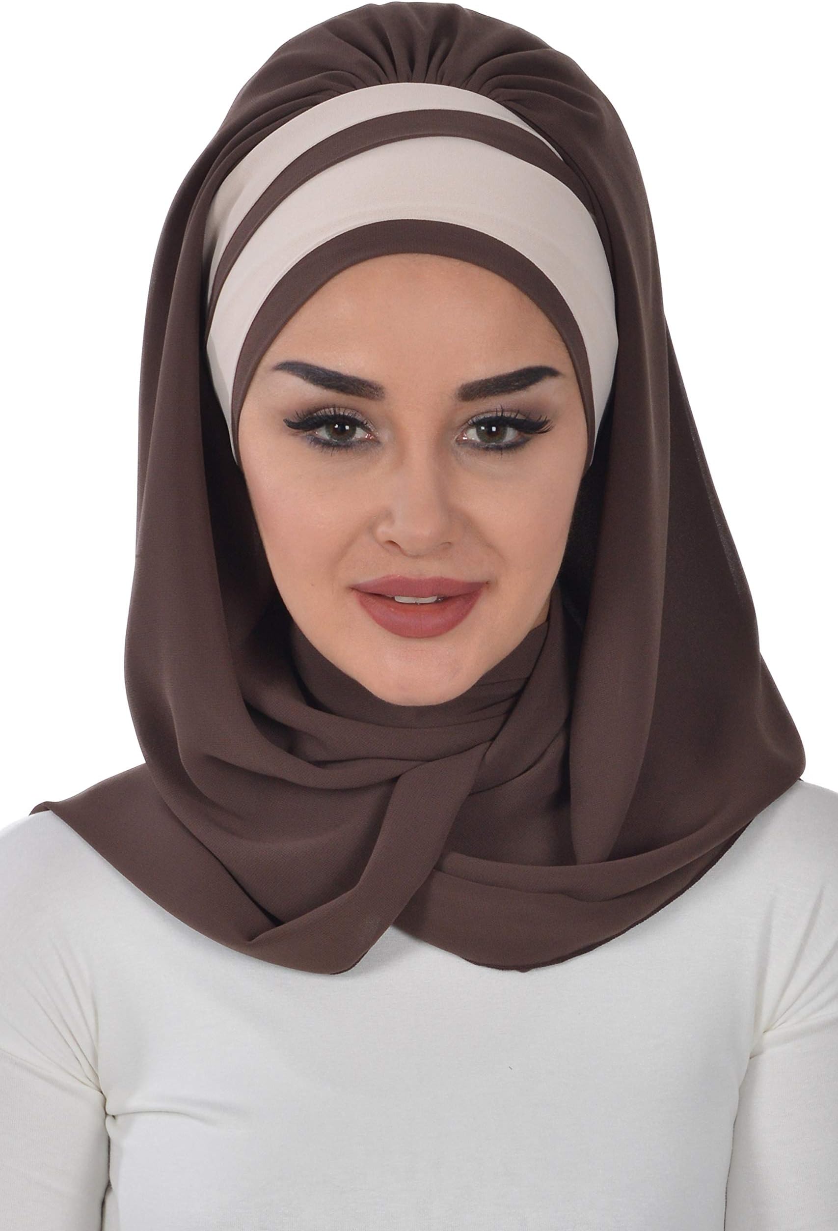 Aisha's DesignHijab Scarves for Women Muslim, Chiffon Shawl Turban Head Wraps 2-color