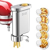Metal Gourmet Pasta Press Attachment for Kitchenaid Stand Mixer, Pasta Maker Attachment with 5 Interchangeable Plates, Spaghe