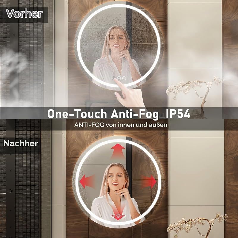 Badezimmerspiegel mit Beleuchtung, 60cm Rund Spiegel mit Beleuchtung — Foto 5 von 8
