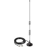 Bingfu Mobile Ham Radio Antenna Dual Band VHF UHF 136-174MHz 400-520MHz Amateur Radio Antenna Magnetic Base PL259 Male Antenn