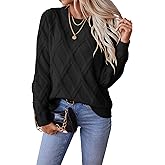 SHEWIN Womens Sweaters Crewneck Cable Knit Sweater Long Sleeve Fall Tops for Women 2025