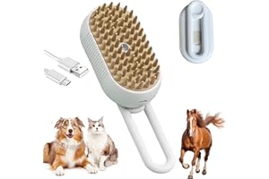 Chevaroo 3-in-1 Self-Cleaning Steam Horse Brush - 360° Rotating, Beige, For All Hair Types, Horse Lovers