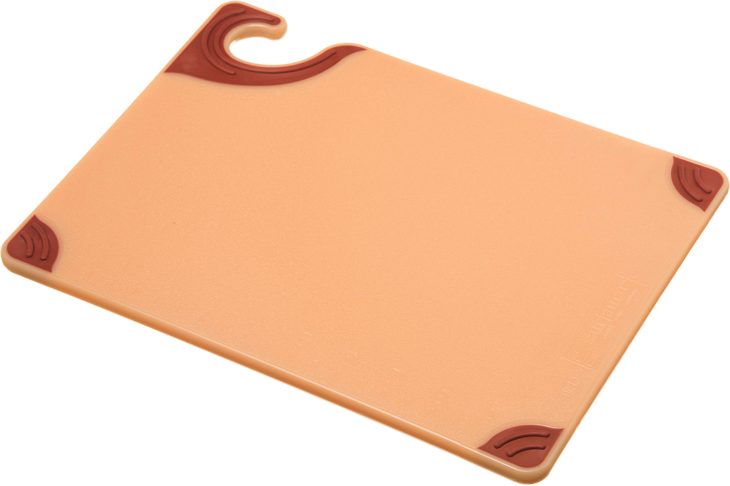 San Jamar Saf-T-Grip Plastic Cutting Board with Safety Hook, 9" x 12" x 0.375", Brown, (Pack of 6) Image