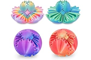 SYBEDU 4 Pack Gear Ball Fidget Toys,3D Printed Stress Relief GearSphere Spin Cube for Adults & Kids, Anxiety Relieving Desk Toy Gifts (Multicolor SetA-4PCS)