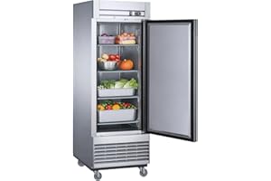 ELITE KITCHEN SUPPLY Commercial Upright Reach-in Refrigerator, ETL 1 Door Fridge Cooler Merchandiser, 27.5" W 17.7 cu. ft. Auto-Defrost, Stainless Steel Restaurant Kitchen AKR-06881