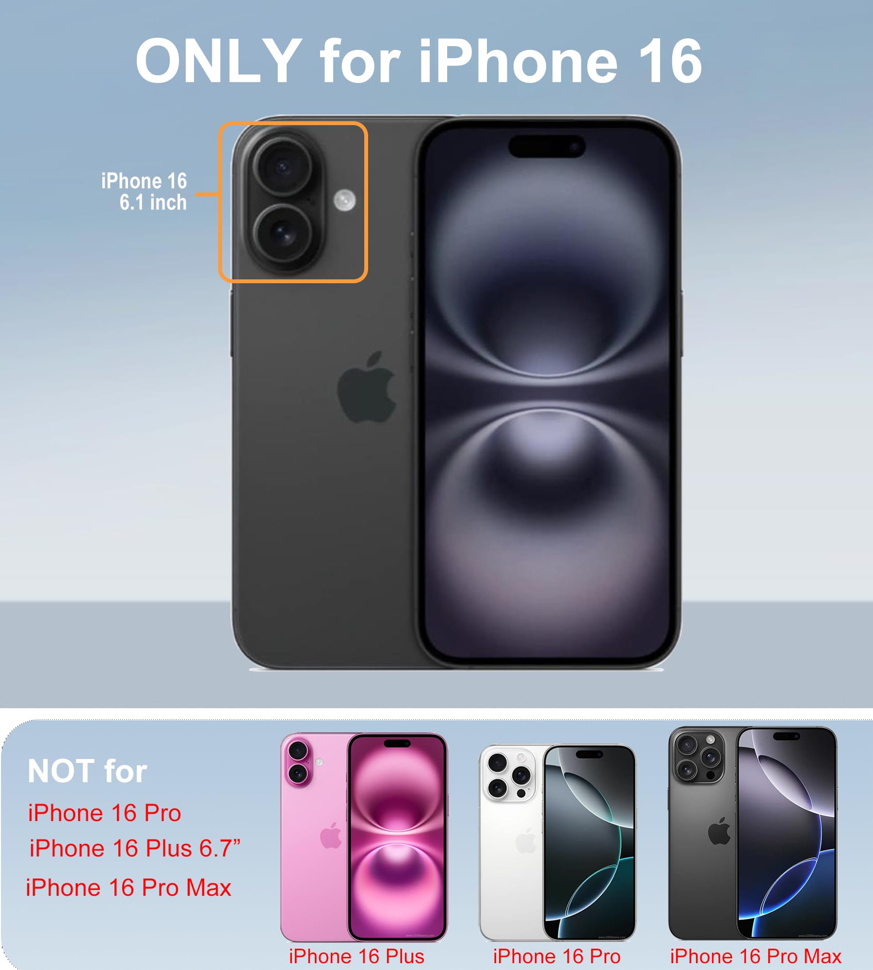RonShieh for iPhone 16 Case [Shockproof] [Dropproof] [Heavy Duty Protection] [Pocket-Friendly] Slim & Tough Non-Slip Protective Phone Cover for iPhone16 6.1inch, Black