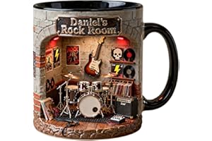 Born to Rock Coffee Mug - Personalized Gifts for Rock Fans Men Women Custom Name Ceramic Tea Cup Music Lover Guitar Player Mu
