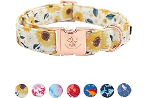 Elegant little tail Dog Collar, Sunflower Pattern Pet Collar Durable Cute Dog Collars Summer Fall Female Pet Gift Adjustable Dog Collar for Small Dogs