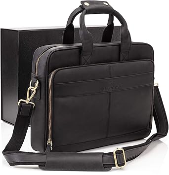 mens leather laptop briefcase