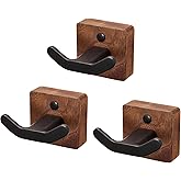 TBPDD 3 Pack Matte Black Wall Coat Hook Rack, Modern Coat Hooks Black Walnut Wood Black Metal Decorative Backpack Hanger Wall Mounted for Hanging Coats, Hats, Bags