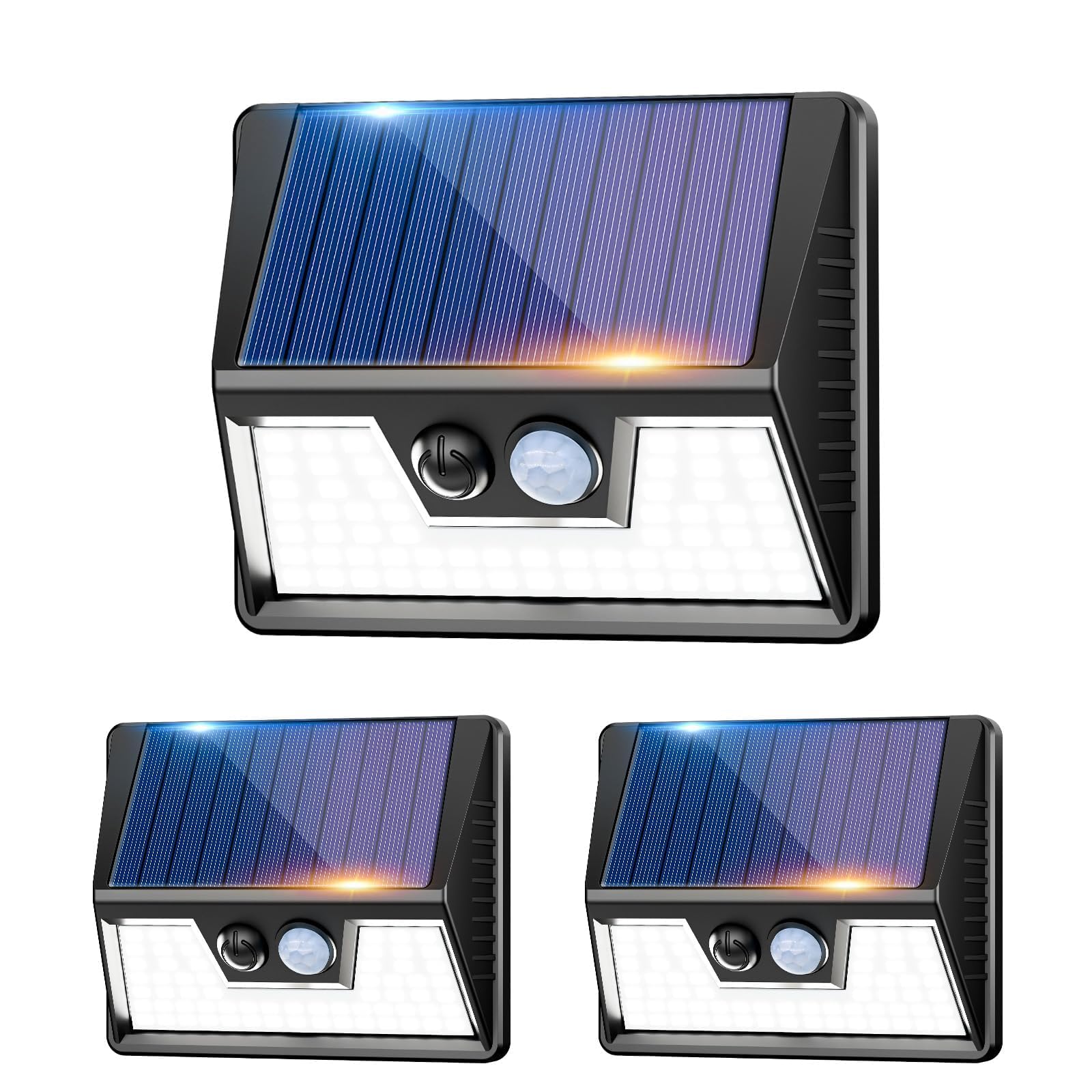 vighep Solar Lights Outdoor Garden - Led Motion Sensor Security Lights IP65 Waterproof, 3 Lighting Modes, Super Bright Pir Flood Lights for Wall Yard Fence Garage - 3 Pack — image 1