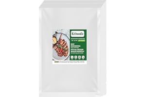 Kitboodle 100 Quart 8''x12'' Vacuum Sealer Bags for Food Saver, PreCut Bag for Meal Prep, Commercial Grade Heavy Duty Sous Vi