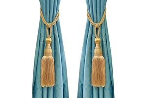 SWTOOL Selling Wonderful Curtain Holdbacks Curtains Tiebacks Home Decorative Braided Buckle Fastener Accessories Window Drapery Ball Tassels Tiebacks, Set of 2(Gold)