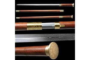 Sword Katana Made of Damascus Steel. A Gift for Martial Arts Enthusiasts. Round Handle, Rosewood Sheath. Ready for Battle. Sh