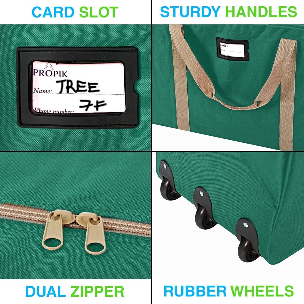 ProPik Xmas Rolling Tree Storage Bag, Fits Up to 9 ft. Tall Disassembled Holiday Tree, 25" X 20" X 60" - Image 5