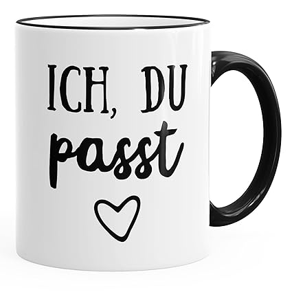 MoonWorks Geschenk-Tasse Liebe Ich du passt Geschenk Freund Freundin Frau Mann Kaffeetasse Teetasse Keramiktasse schwarz Unis