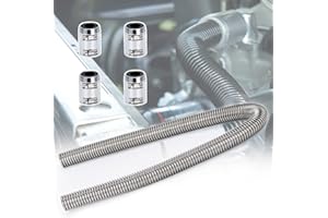 HYPERTUNE Universal 48inch Flexible Radiator Coolant Hose Stainless Steel Kit with 4Pcs Cap Clamp 1.25" 1.5" 1.75" Silver