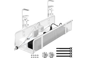 FOELLSTOE Under Desk Cable Management Tray, Wire Management Desk Cable Organizer Cable Management Box, Cord Organizer Storage for Office