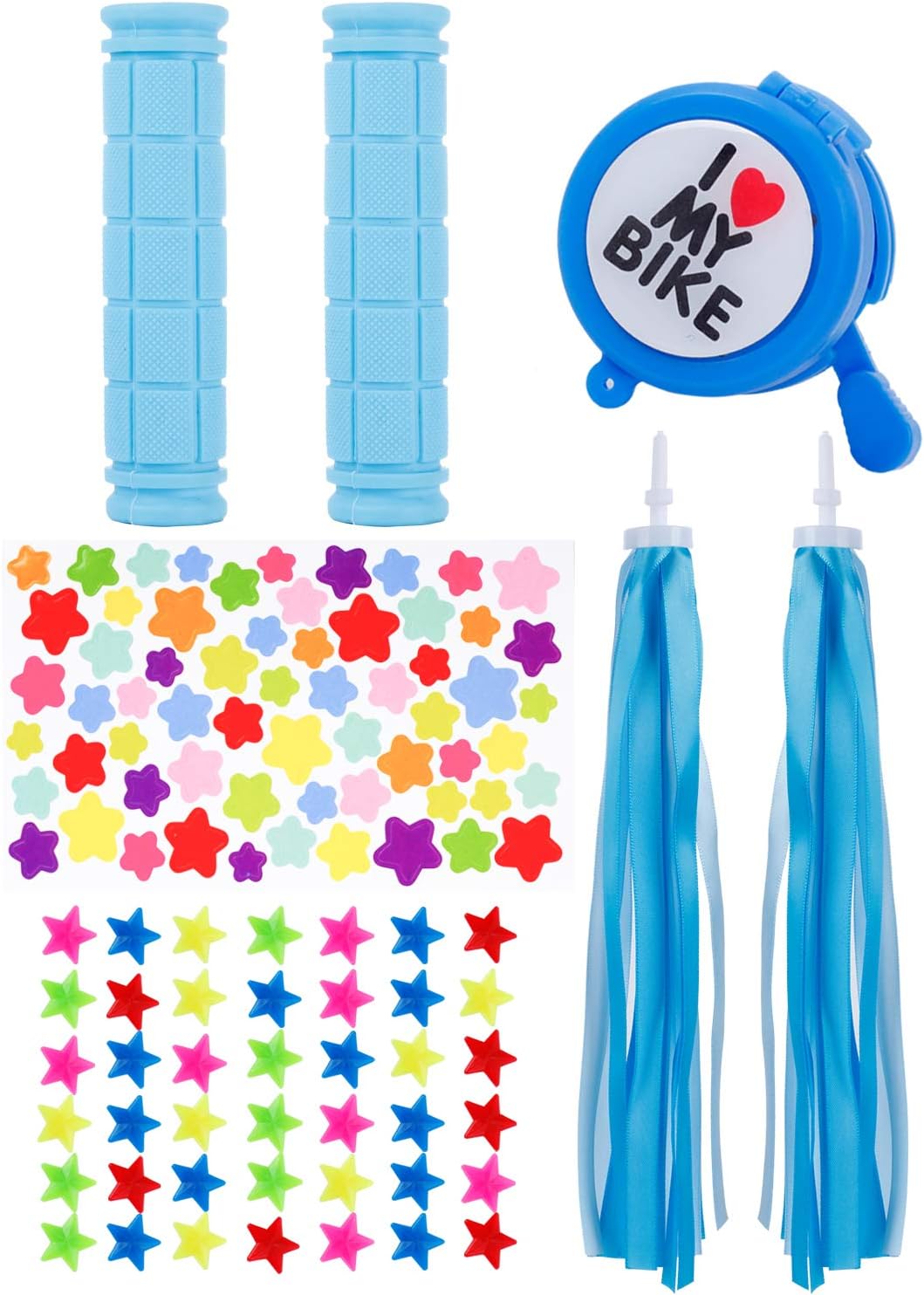 Sharlity Pack of 45 Bike Decoration Kit Bike Spoke Beads Mirror Bell Handlebar Grips Bicycle Streamers Tassel Ribbons for Boys Girls
