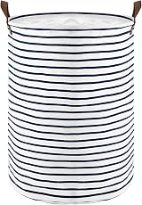 DOKEHOM 18-Inch Freestanding Laundry Basket with Lid Blue Stripe (M) view 9