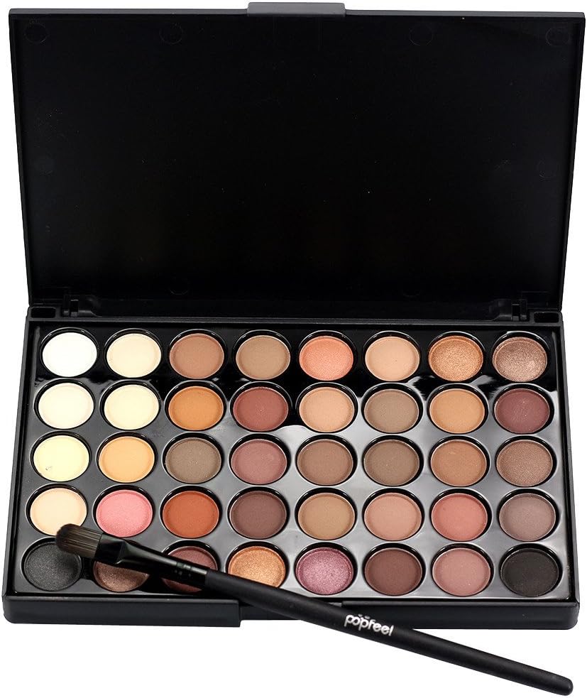 Clearance!!! Colorful Eyeshadow Palette Matte 40 Colors Eyeshadow Powder Makeup Waterproof Eye Shadows Palette Cosmetics + Makeup Brush Set (A)